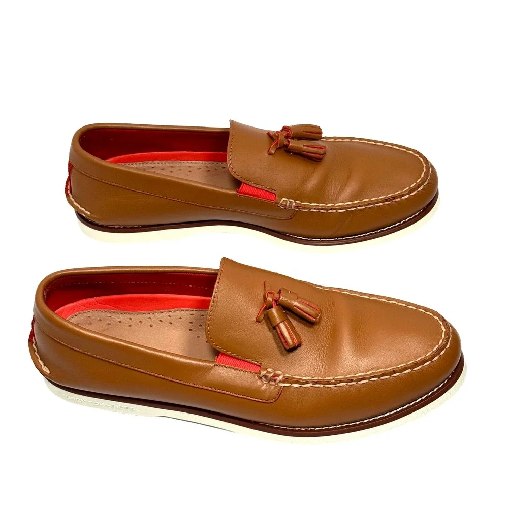 Sperry Authentic Original Tassel Boat Shoes Loafers Mens 12M Tan Orange Leather